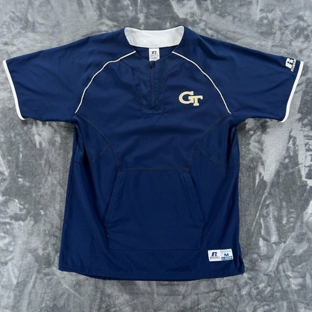Russell Athletic Pullover M Georgia Tech Windbreaker Uniform Shirt Team Issue